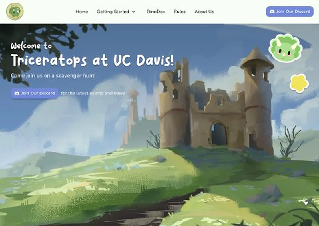 Triceratops at UC Davis home page header